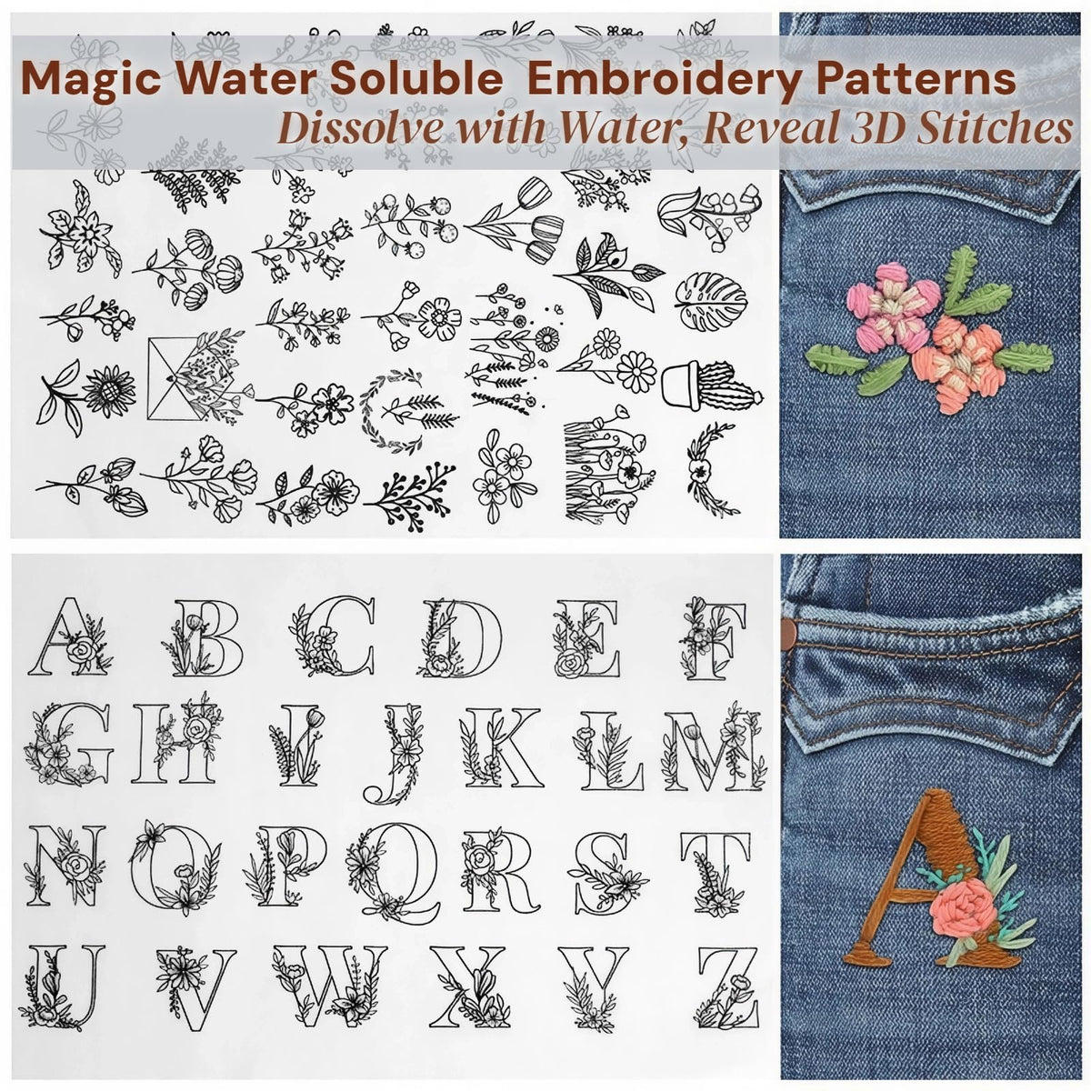 2026 Upgraded Embroidery Stitch Book & Complete Kit for Beginners | Includes Embroidery Hoop,86 Tools,65 Water-Soluble Patterns & 106 Stitches With Guides,Portable Craft Set for Adults & DIY Lovers