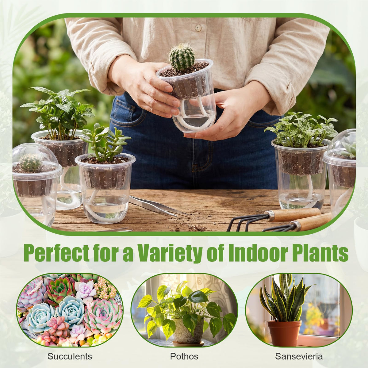 30 Packs 3.3" 4.5" Self Watering Plastic Clear Nursery Pots with Humidity Dome Seed Starter Cups Kits Hydroponic Basket Plant Labels Automatic Watering Planter for Propagation Planting Seedling