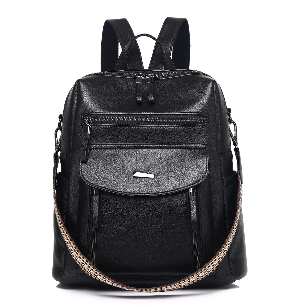 WYFJNX PU Leather Womens Backpack Purse Ladies Backpack Handbag Fashion Shoulder Bag Small Travel Bag Black