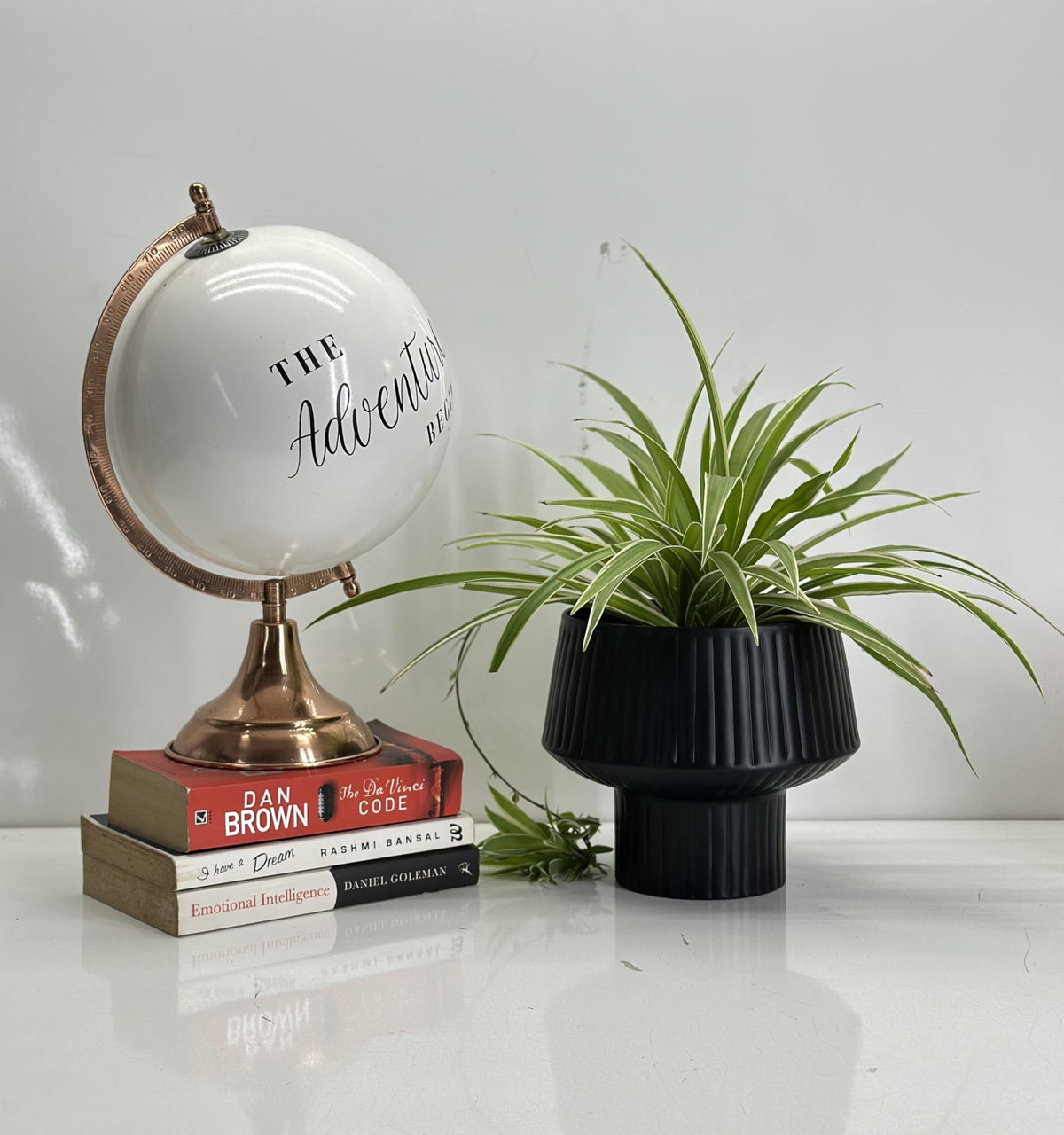 Wide Top Modern Handmade Metal Indoor Planter with Unique Shape, Vertical Grooved Design and Anti-Scratch Pads, Rust-Resistant Finish that is Sustainable Non-Plastic Pot Recyclable Metal Vase (Black)