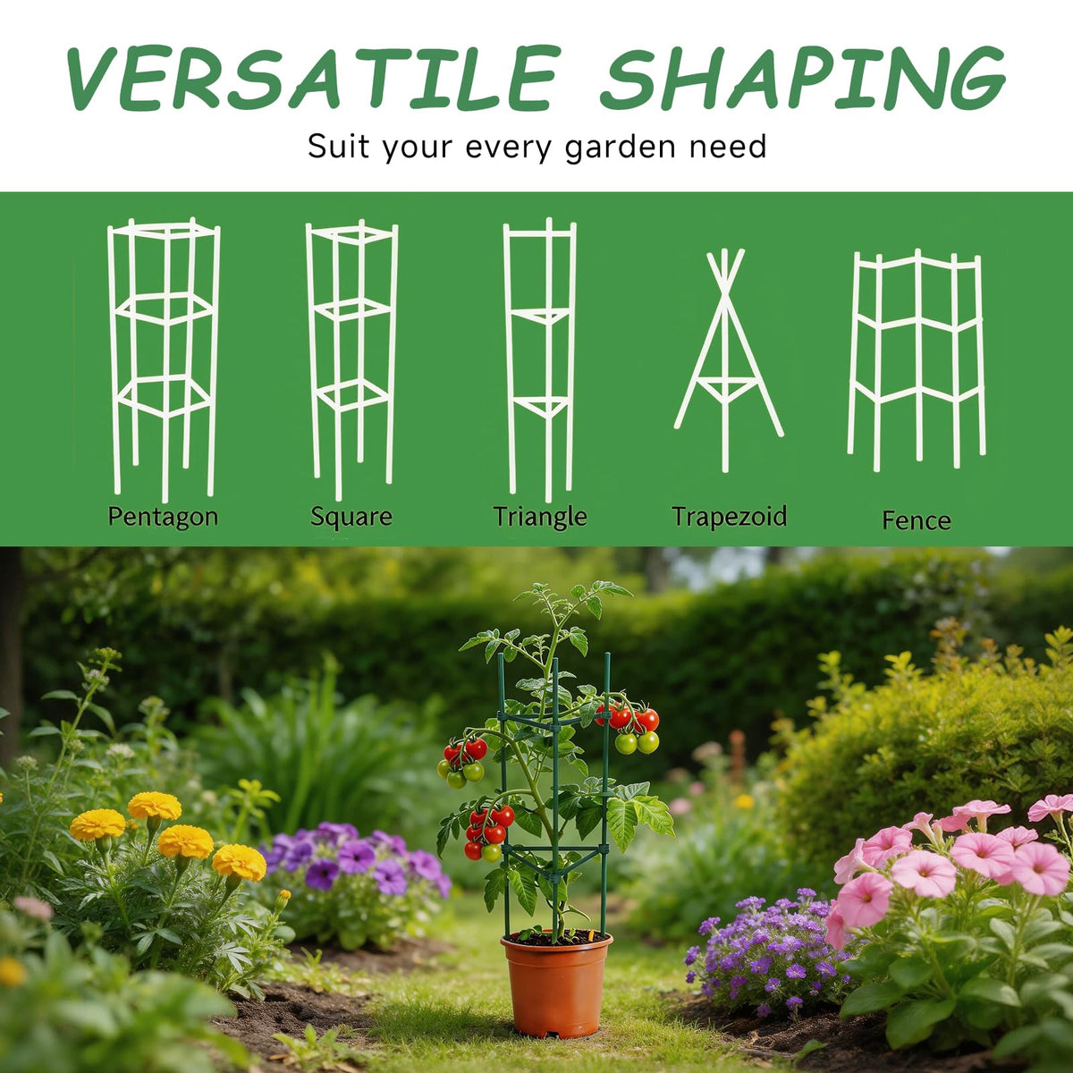 100pcs Garden Stakes Arms for Tomato Cage, TomatoTrellis Connectors, Attach 0.63 Inch Dia Tomato Stakes Connector and Plant Stick Supports, 11.8in Plastic Connecting Rod (16mm，No Stake)