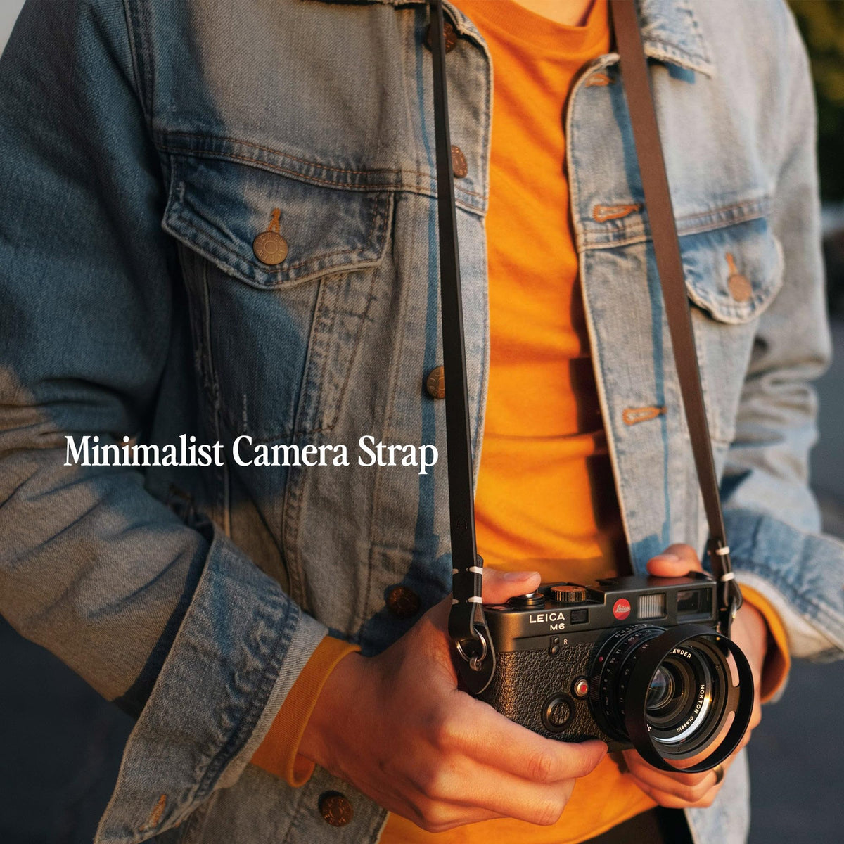 Evergreen Leather Camera Strap – Split Ring, 38 Inch Neck Shoulder Slim, Vintage Modern Design, Hand Stitched, Compatible with Fuji Sony Nikon Leica Canon (Black)