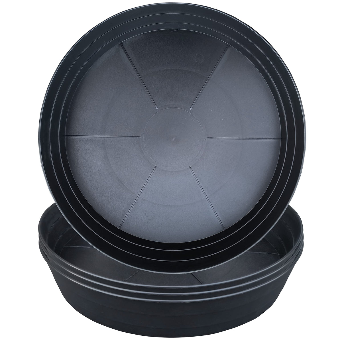 Plant Saucers 10 12 14 16 18 20 25 Inch, 4 Pack of Plastic Plant saucers for Pots，Extra-Deep Plant Water Dray Tray, Bird Bath Bowl, Heavy Plant Trays Indoors and Outdoor No Holes (12 Inch, Black)