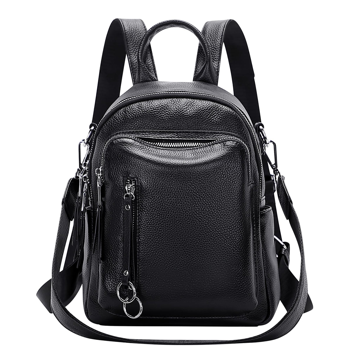 ALTOSY Fashion Genuine Leather Backpack Purse for Women Shoulder Bag Casual Daypack Small(S10 Black)