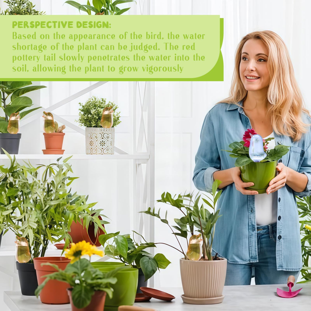 6 Pcs Self Watering Spikes, Indoor Plant Globes - Automatic Irrigation System