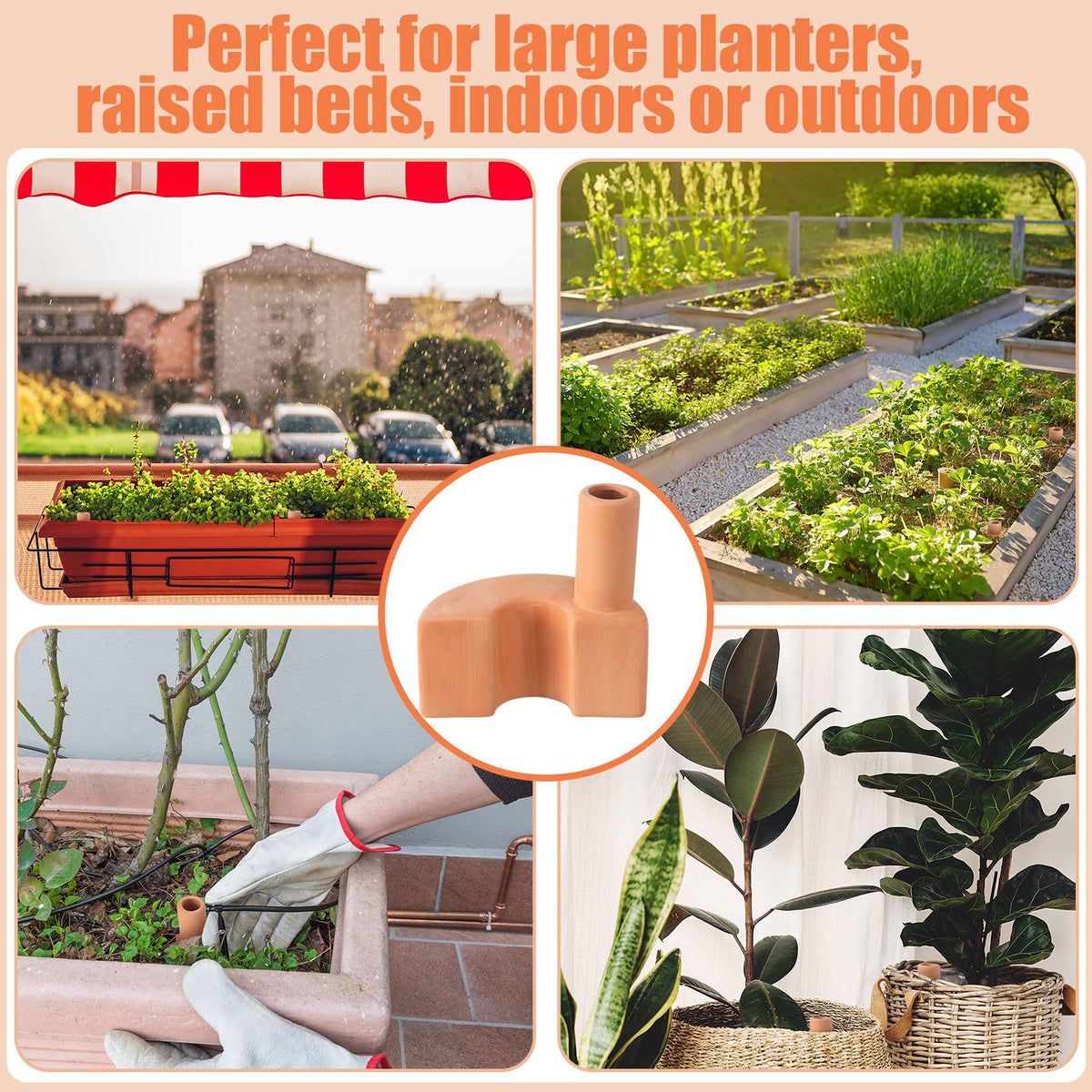 Blushtier 4 Pcs Terracotta Watering Spikes Large Capacity Tank Self Watering Planter Water Storage Reusable Automatic Terracotta Water Devices Self Irrigation System for Houseplants Garden Flowers