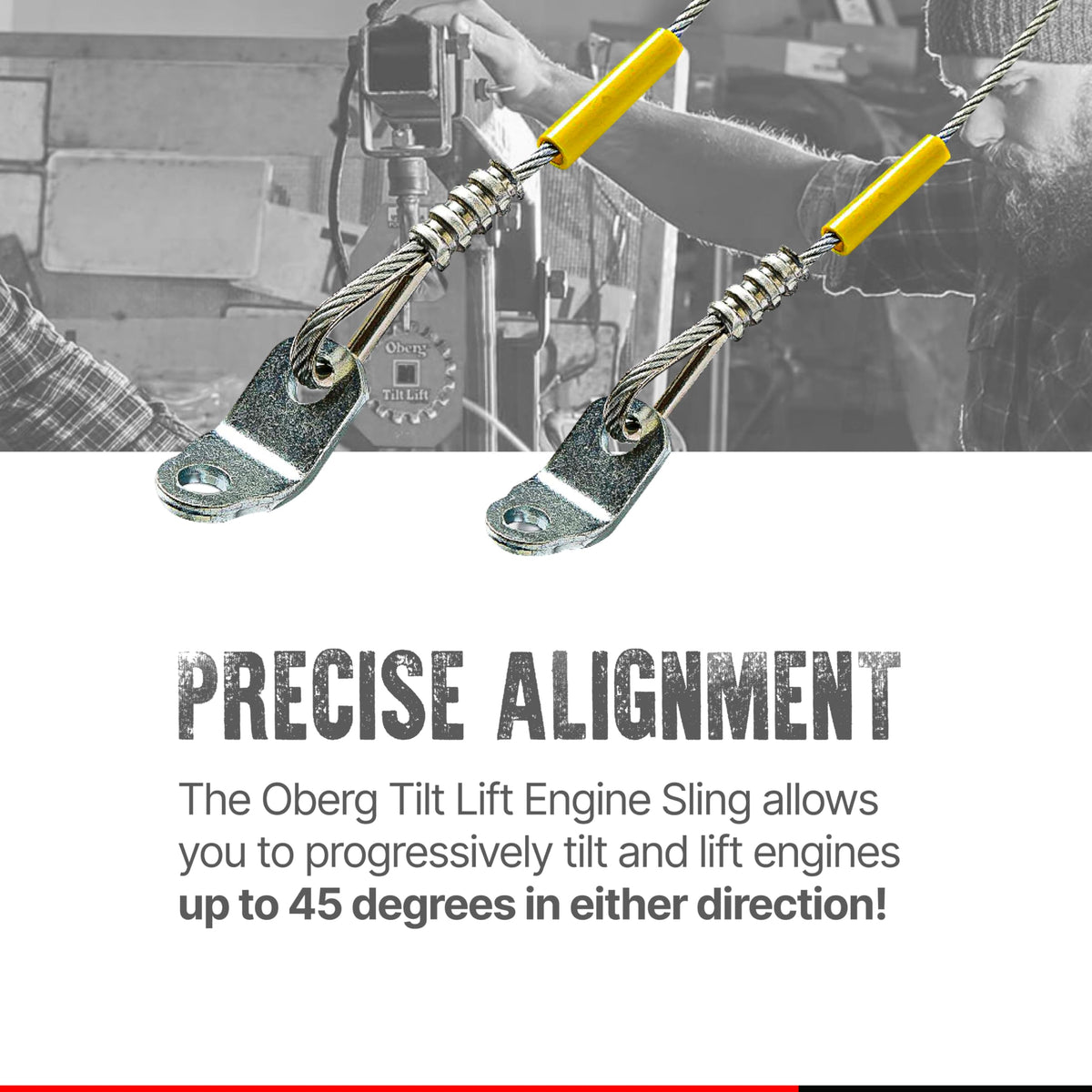Oberg Tilt Lift Engine Leveler | Original Chainless Hoist Sling for Engine & Transmission Swaps | 1 Ton (2,000 lb) Capacity, 45° Tilt, One-Hand Ratchet Control, 3:1 Safety Factor