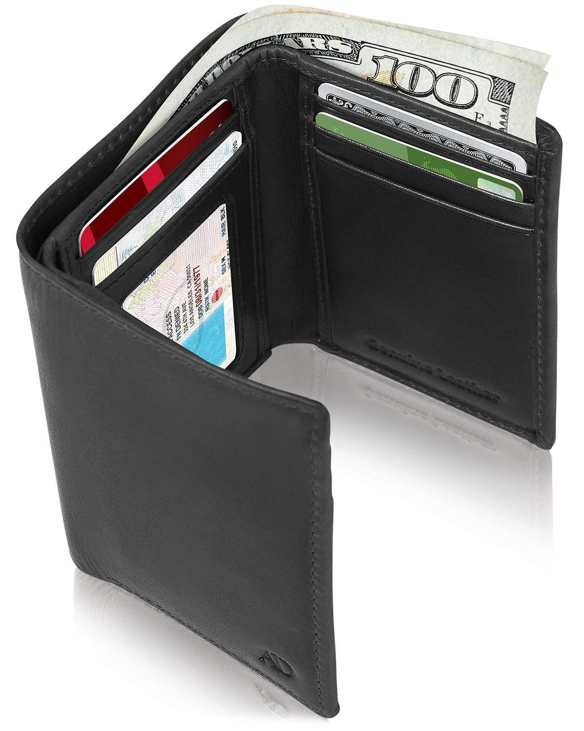 Access Denied Trifold Wallets For Men RFID - Genuine Leather Slim Mens Wallet With ID Window Front Pocket Wallet Gifts For Men