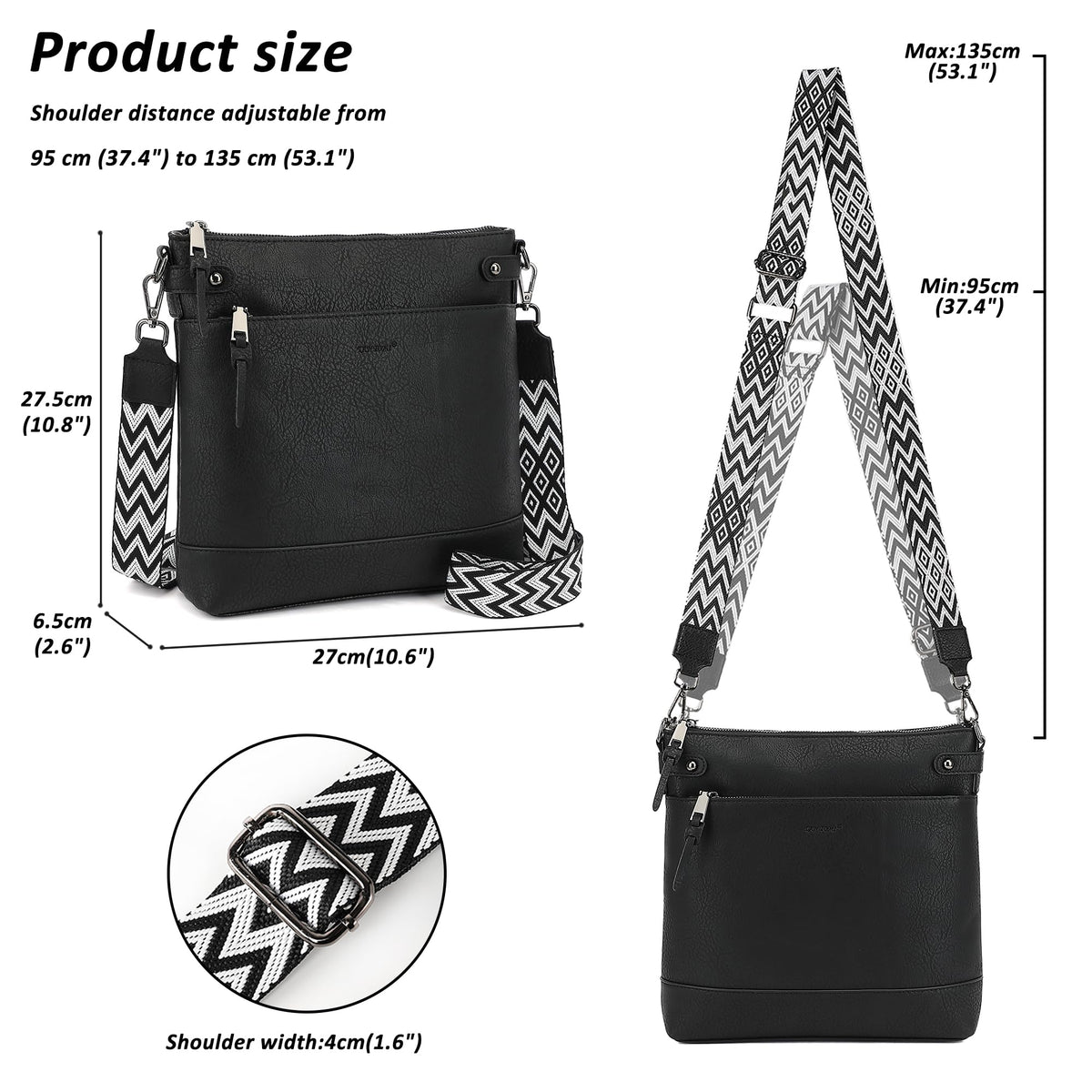 TANTOMI Vegan Leather Crossbody Bags for Women Hobo Travel Purse with Guitar Strap Trendy Women's Handbags with 6 Card Slots