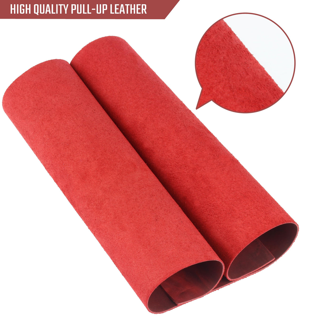 Real Leather Tooling Sheets - for Crafting Tools, Leather Wallets, Leather Materials - Thick Crazy Horse Leather Sheets - Not Faux Leather Sheets (Red, 12"x12")