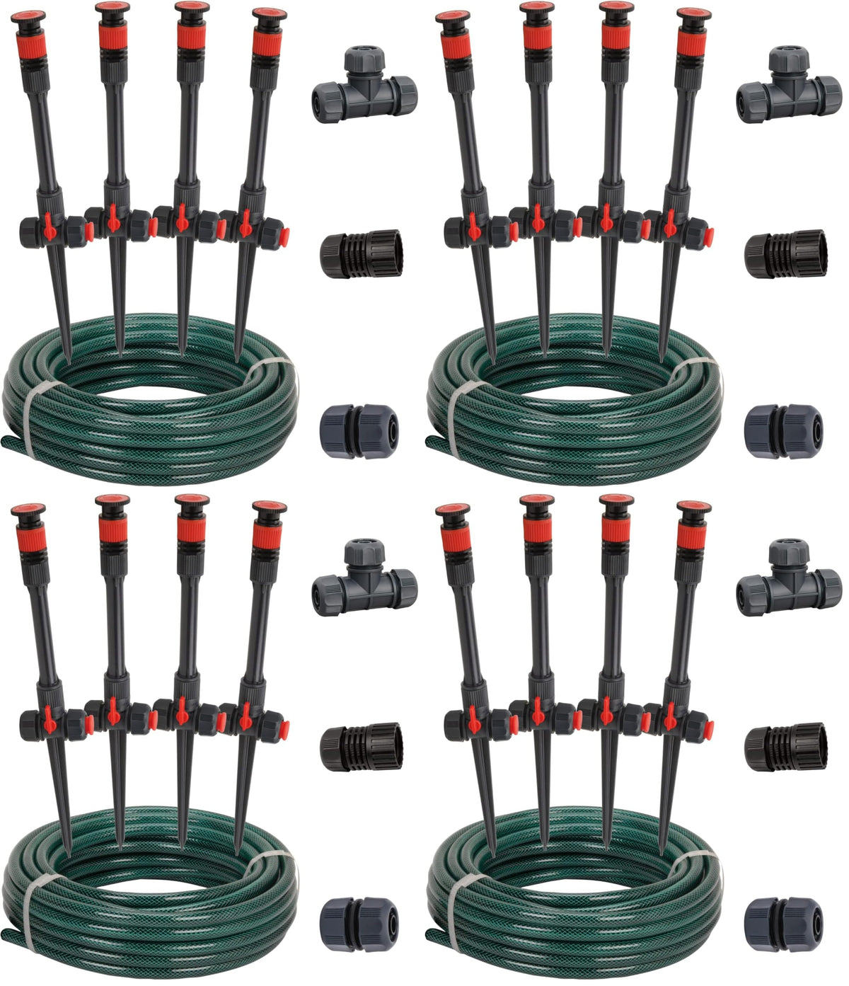 Eden 98063 Multi-Adjustable Flex Design Above Ground Irrigation Garden Sprinkler System,Sprinkler & Hose,DIY Plant Watering Set,(Pack of 4)