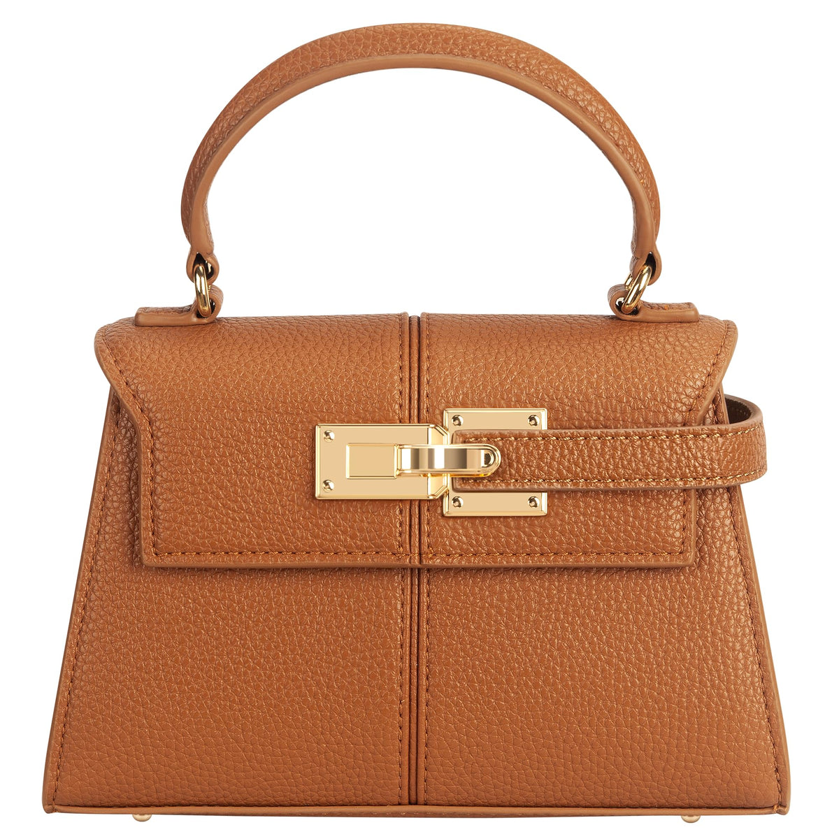 Women's Top Handle Handbag Vegan Leather Crossbody Bag,BROWN,SMALL