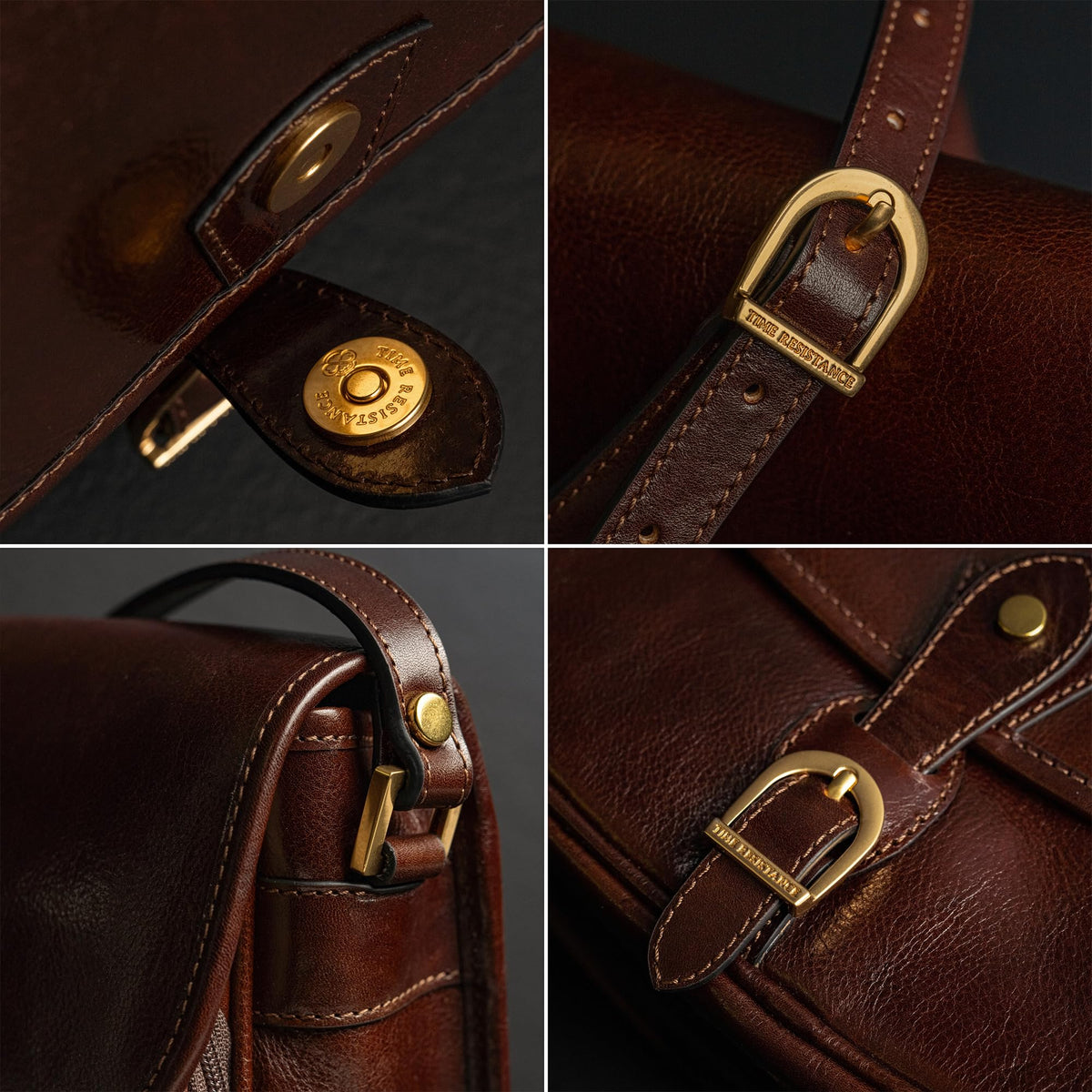 Time Resistance Leather Crossbody Bag for Women - Handbag, Shoulder Bag, Messenger, Purse (Brown) - Gift Box Included