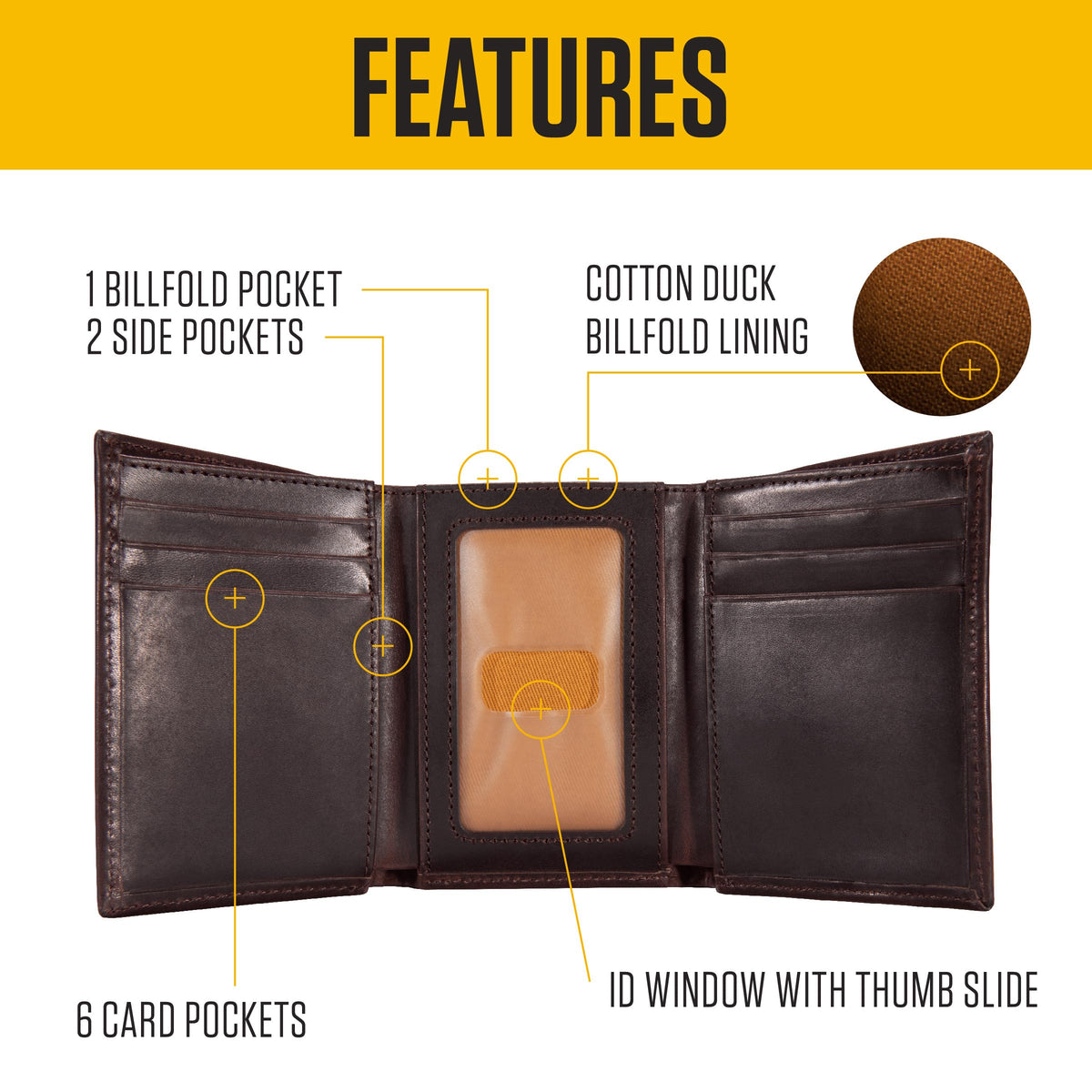 Carhartt Men's Durable Oil Tan Leather Wallets, Available in Multiple Styles – Front pocket, Bi-Fold, Trifold Wallets for Men, RFID Blocking & ID Holder