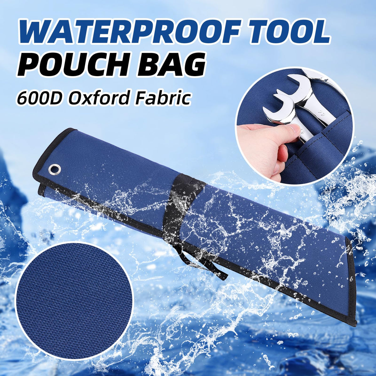 【NO TOOLS】ROCKCOON 16 Pockets Wrench Roll Organizer for 6-32mm Wrenches, Heavy Duty Waterproof Tool Pouch for Wrenches/Screwdrivers/Pliers (Empty Bag Only)