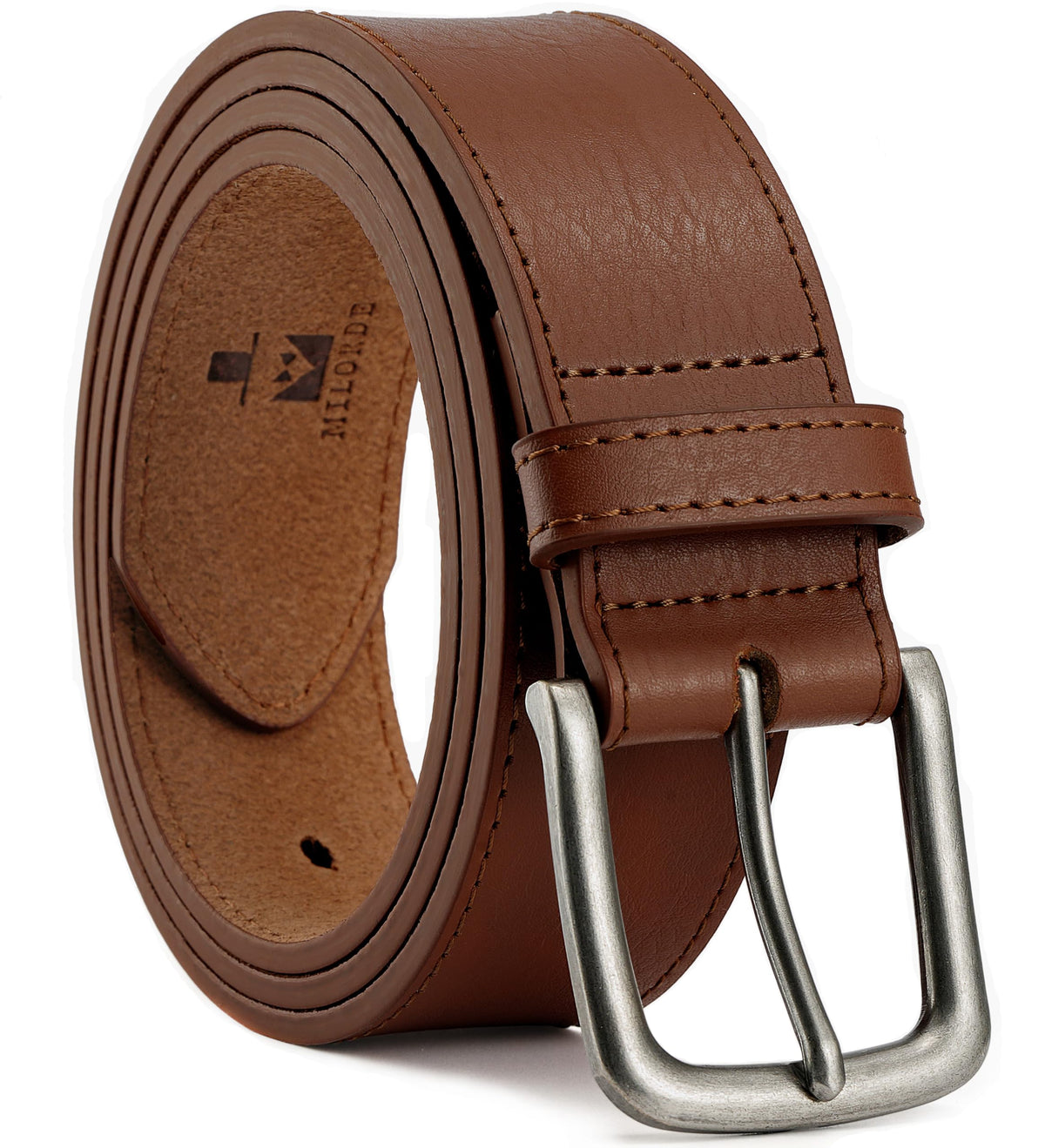 MILORDE Full Grain Leather Belt for Men, Work Belts for Men Heavy Duty, Daily Wear for Jeans Pants (Light Brown 208, 40)