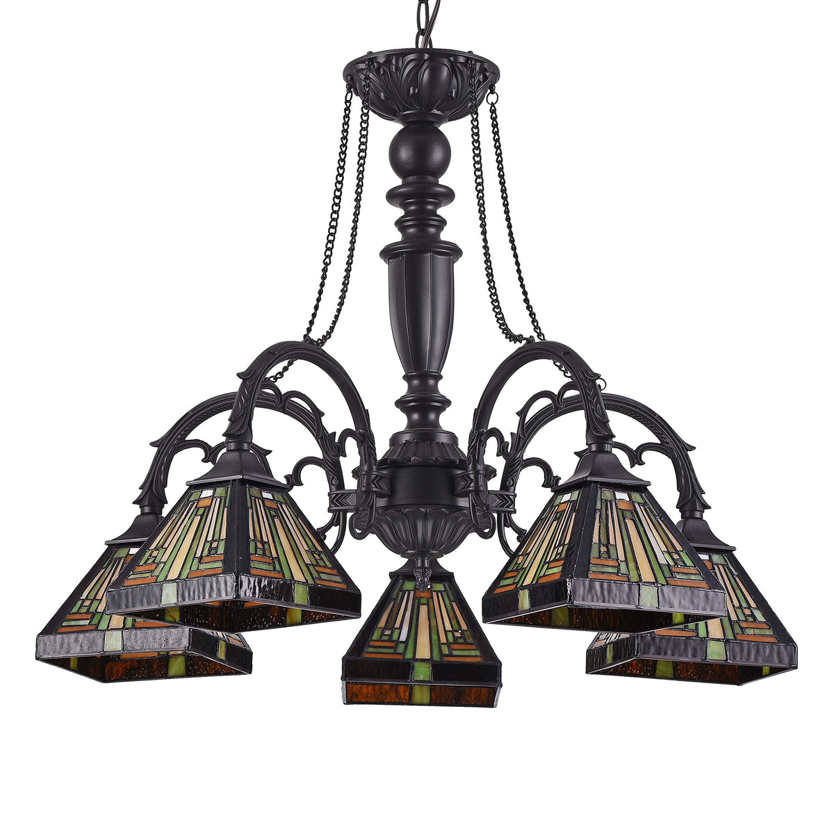 Chloe Lighting Innes Tiffany-Style Chandelier, 5 Light, 27in Wide, Stained Glass, Model CH33359MR27-DC5