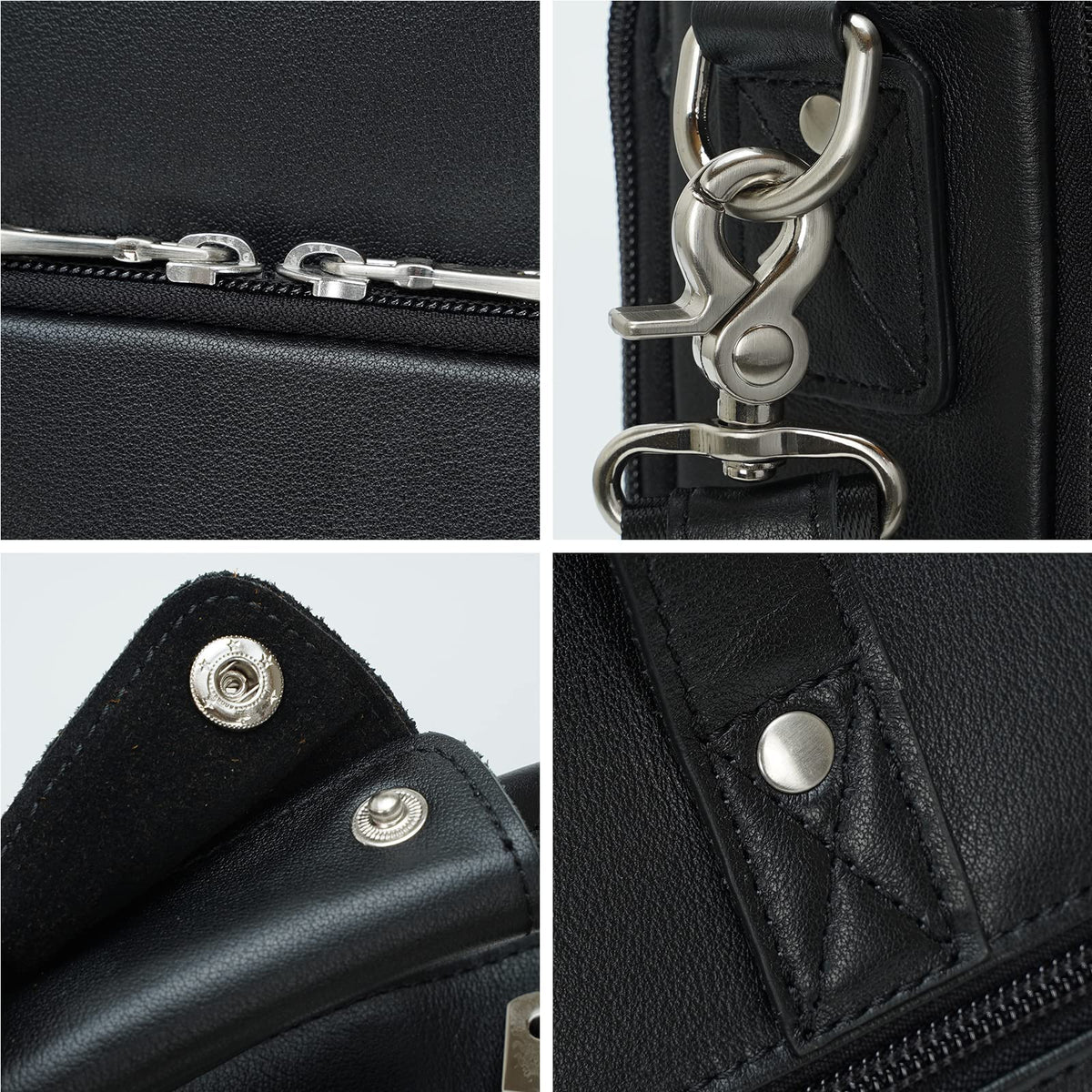 Masa Kawa Leather Briefcase for Men 17 Inch Laptop Crossbody Shoulder Messenger Office Bag Black Attache Case Handbag for Business Travel Work Lawyer Large