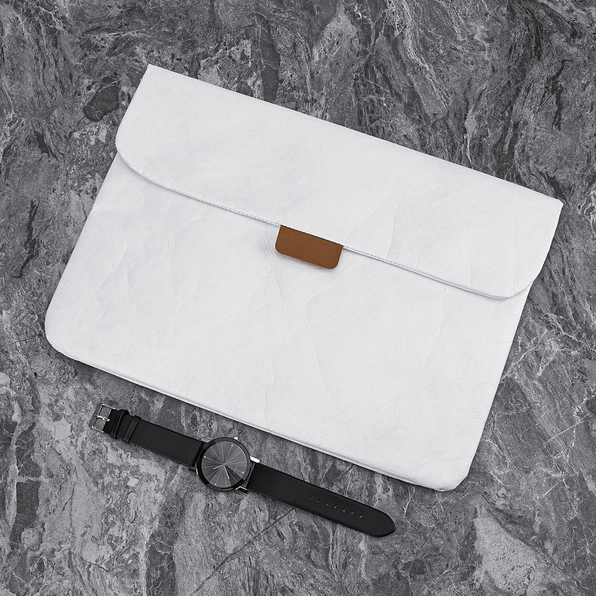 HannaFires Retro Paper Clutch Bag - Portable Tablet & Document Sleeve with Water Repellent Liner for Work, School & Gift (White)