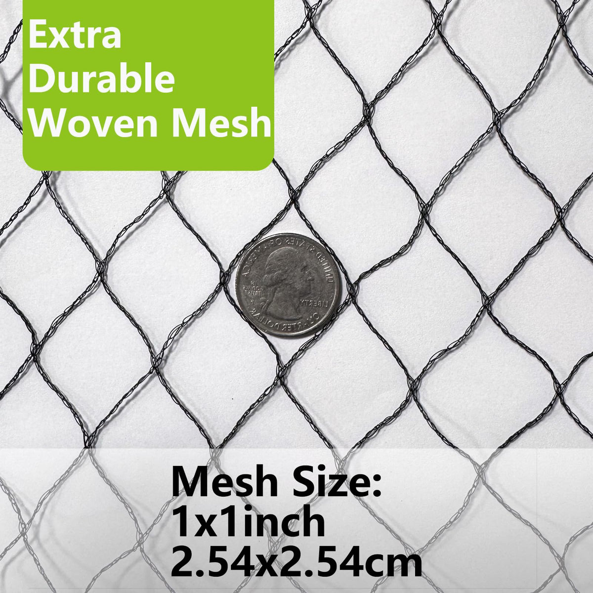25x50ft Bird Netting, 1 inch Mesh, Heavy Duty Garden Netting for Fruit Trees, Blueberry Bushes, Vegetables, Extra Strong Woven Mesh Against Birds, Deer, Squirrels, Poultry and Other Animals