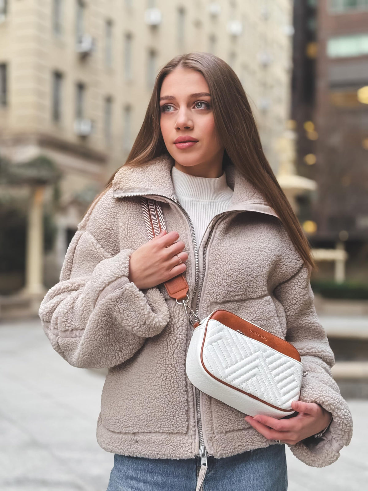 Vantamo Premium Quilted Crossbody Bags for Women with Anti-Pickpocket Clip, Vegan Leather Handbags, Travel Purses for Women