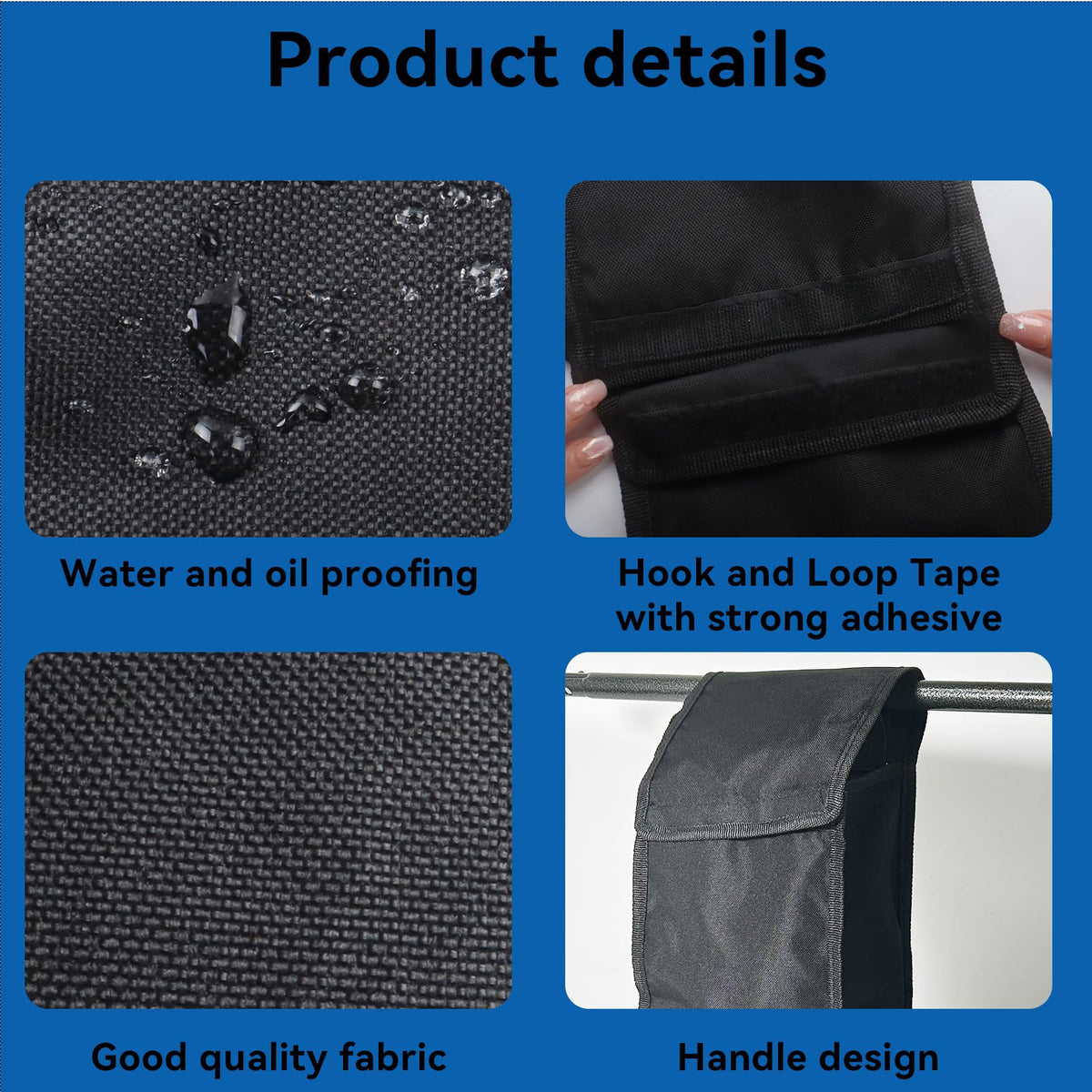 Klmnop 2 Pcs Grill Utensil Storage Bag, 24 "Thick Canvas Grill Accessory Storage Bag with Handle and Waterproof Oxford BBQ Tool Bag for Camping Hiking Barbecue(Black)