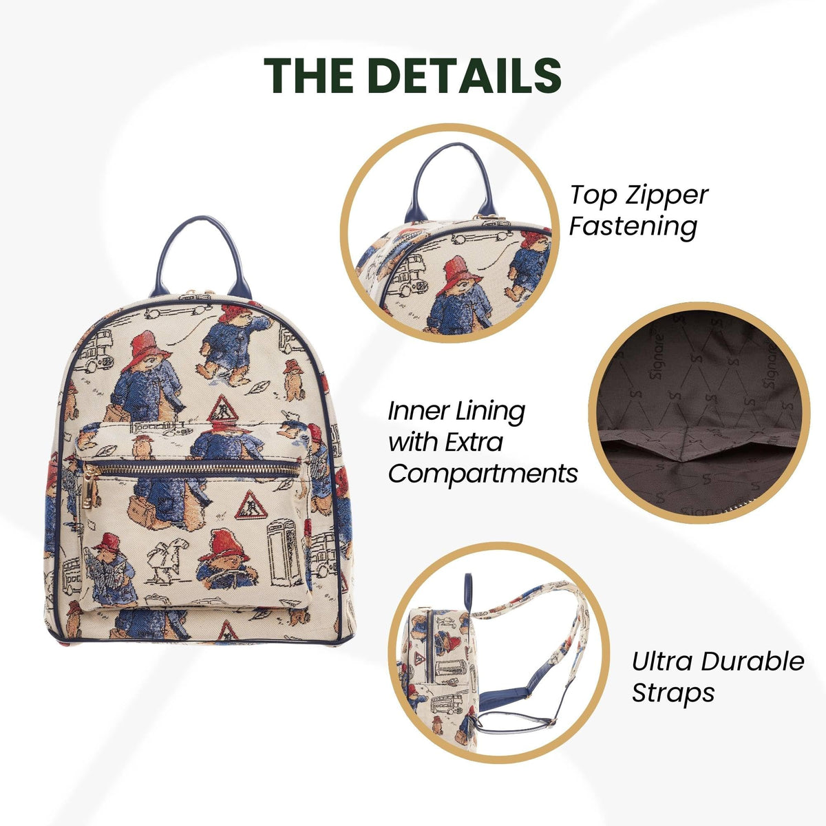 Signare Tapestry Women Backpack Rucksack Casual Daypack With Paddington Bear Design (DAPK-PADD)