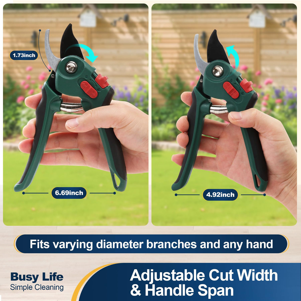 Yocada Garden Pruning Shears 2 Pack Garden Clippers Steel Shears Scissors for Gardening Sharp Handheld Heavy Duty Hedge Plant Branch Clippers Scissors Pruners Tools