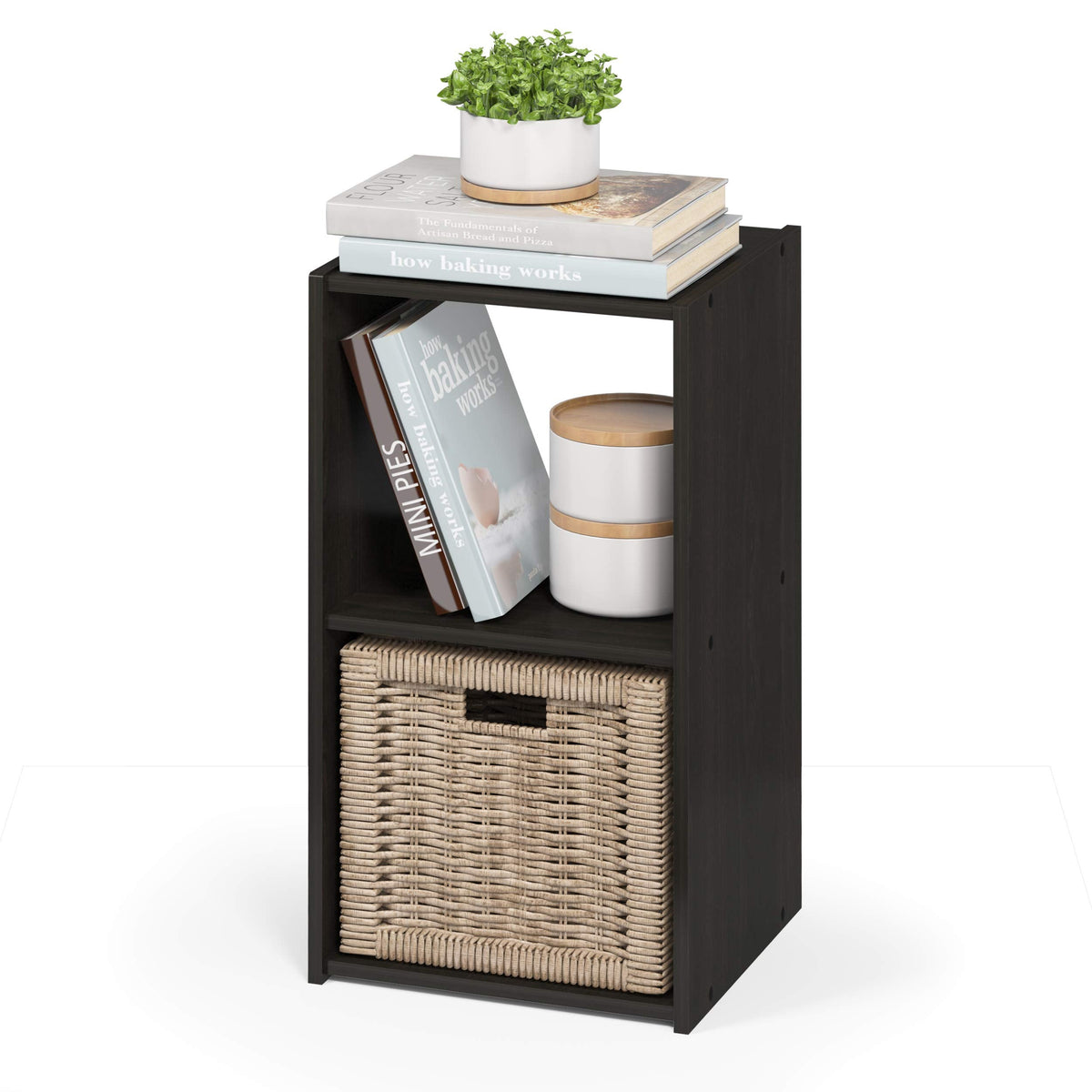 Furinno Pelli Cubic Storage Cabinet, 2x1, Espresso