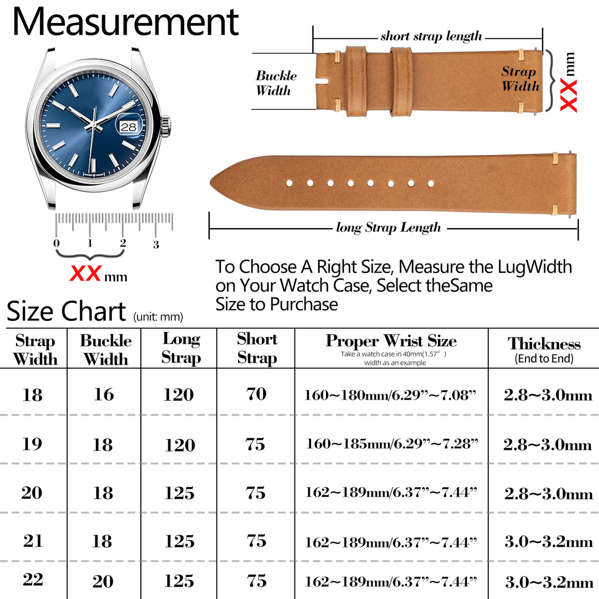 Gomvadr Handmade Slim Vintage Top Grain Leather Watch Strap, Quick Release, 18 mm/19 mm/20 mm/21 mm/22 mm, Silver/Black Buckle, Tan/Brown/Blue/Black/Coffee, Unisex for Men Women (Yellowish Brown with Silver Buckle, 20mm)