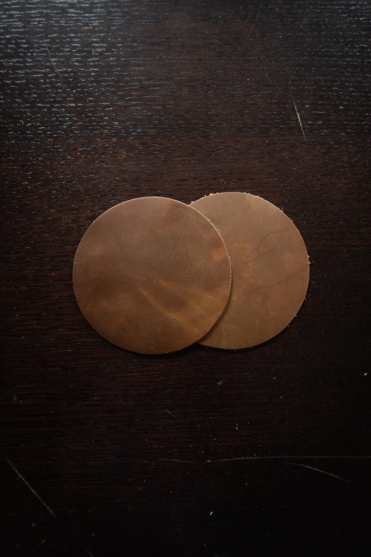 Real Natural Grain Leather Coasters – Durable Non-Slip (Luggage) Distressed Design, Set of 6 for Table Protection in Home, Office, Kitchen, and Bar