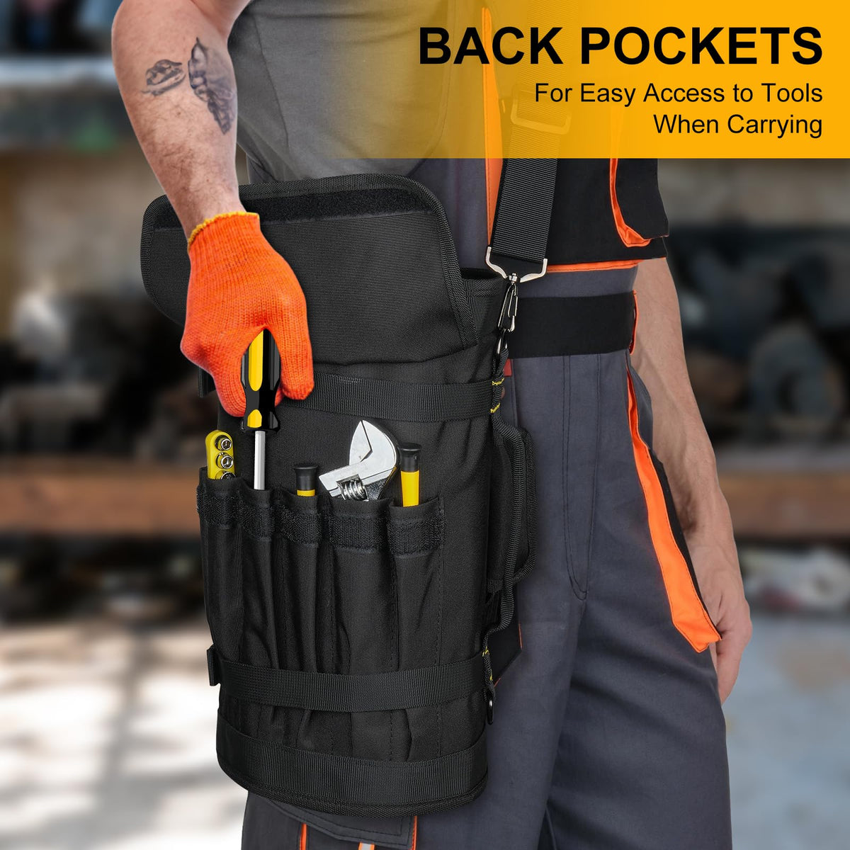 Tool Bag,Large Roll Up Tool Bag Organizer,13 Pockets Tool Roll Storage Pouch,Heavy Duty Portable Tool Storage Carrier Bag for Men,Mechanic,Electrician,Valentines Day Gifts for Men,Black