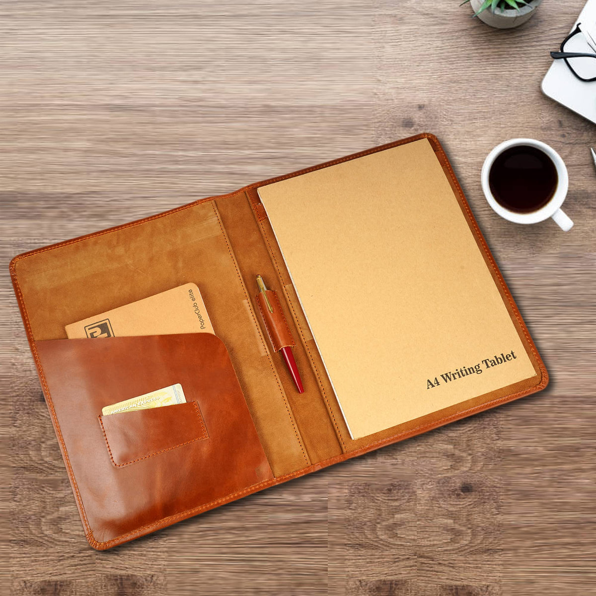 CestAntiQ, Heavy Duty Buffalo Leather Legal Pad Portfolio | Handmade Executive Notebook Binder Portfolio | Professional Padfolio Organizer | Business Gift for Men and Women : Brown