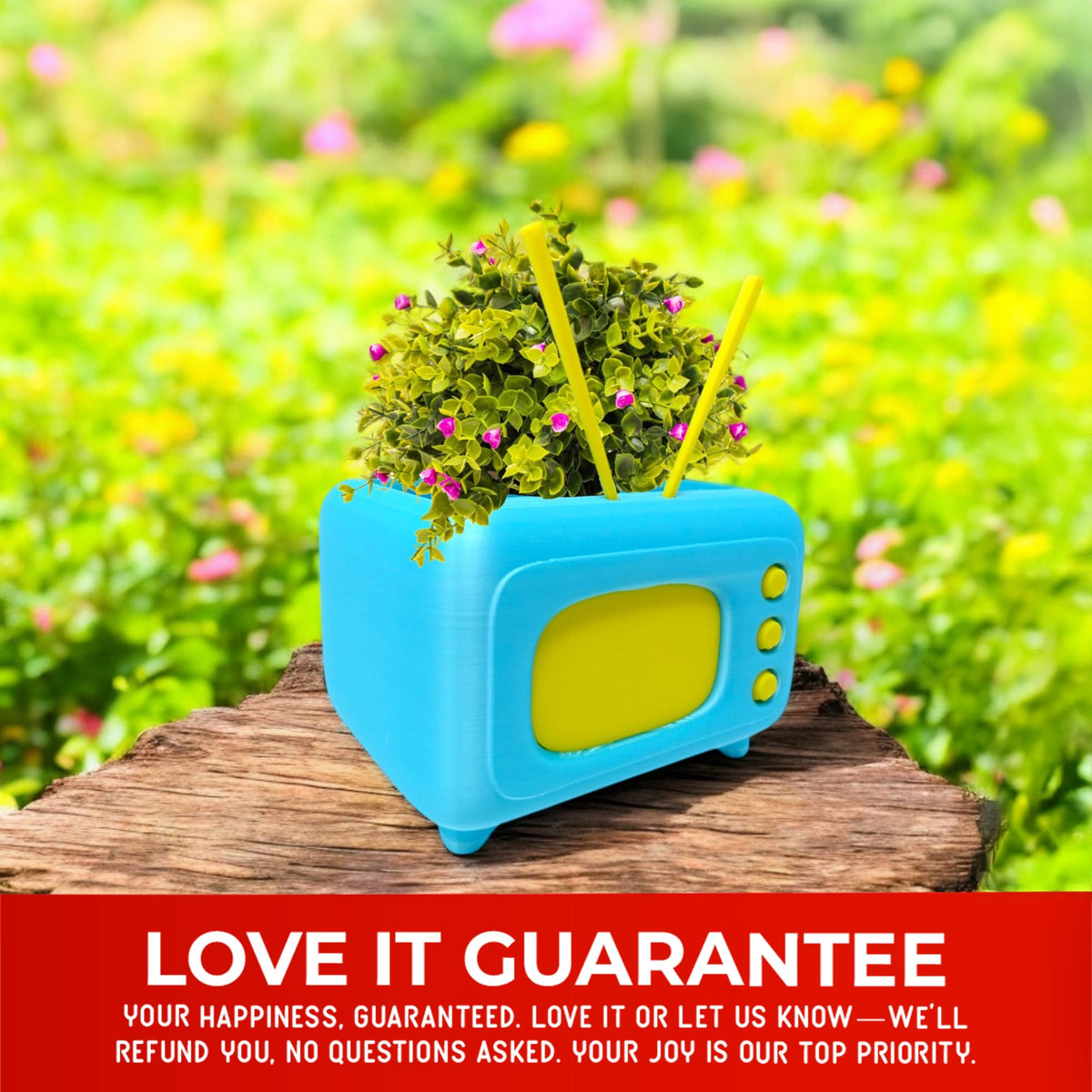 Mini Retro TV Succulent Planter – Funny 3D Printed Pot for Air Plants or Cactus, Unique Kawaii Desk Decor, Novelty Gift Idea for Plant Lovers, Office Display, Dorm Shelf, Home Accent