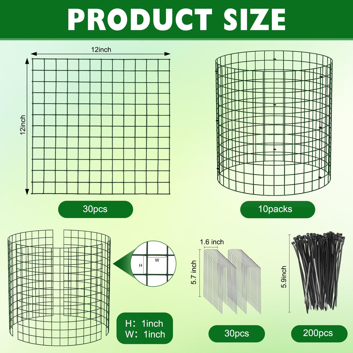 Unves 10 Set Plant Protectors from Animals, 12 x 12 Inch Wire Plant Cages for Outdoor Plants-Covers Protect Vegetables Flowers from Animals, Prevent Rabbit & Chicken Entering