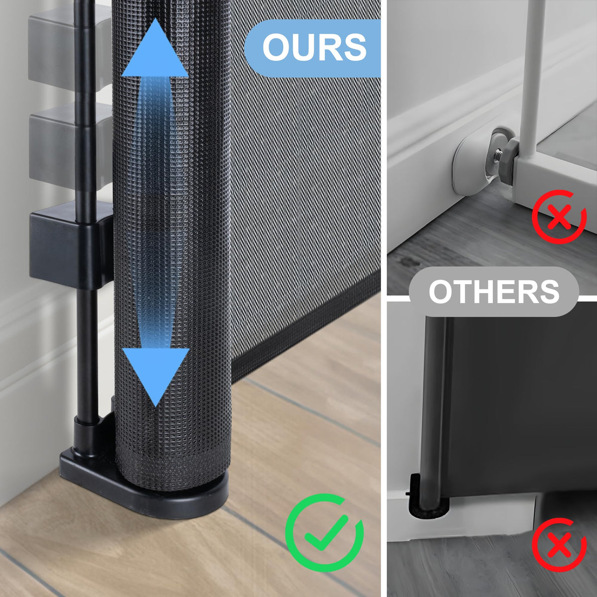 Colbabe 200 inches Extra Wide Retractable Baby Gate, 41.5 inches Tall Mesh Safety Gate for Oversized Openings, Living Rooms, Patios, Child & Pet Barrier for Indoor Outdoor Use, Black