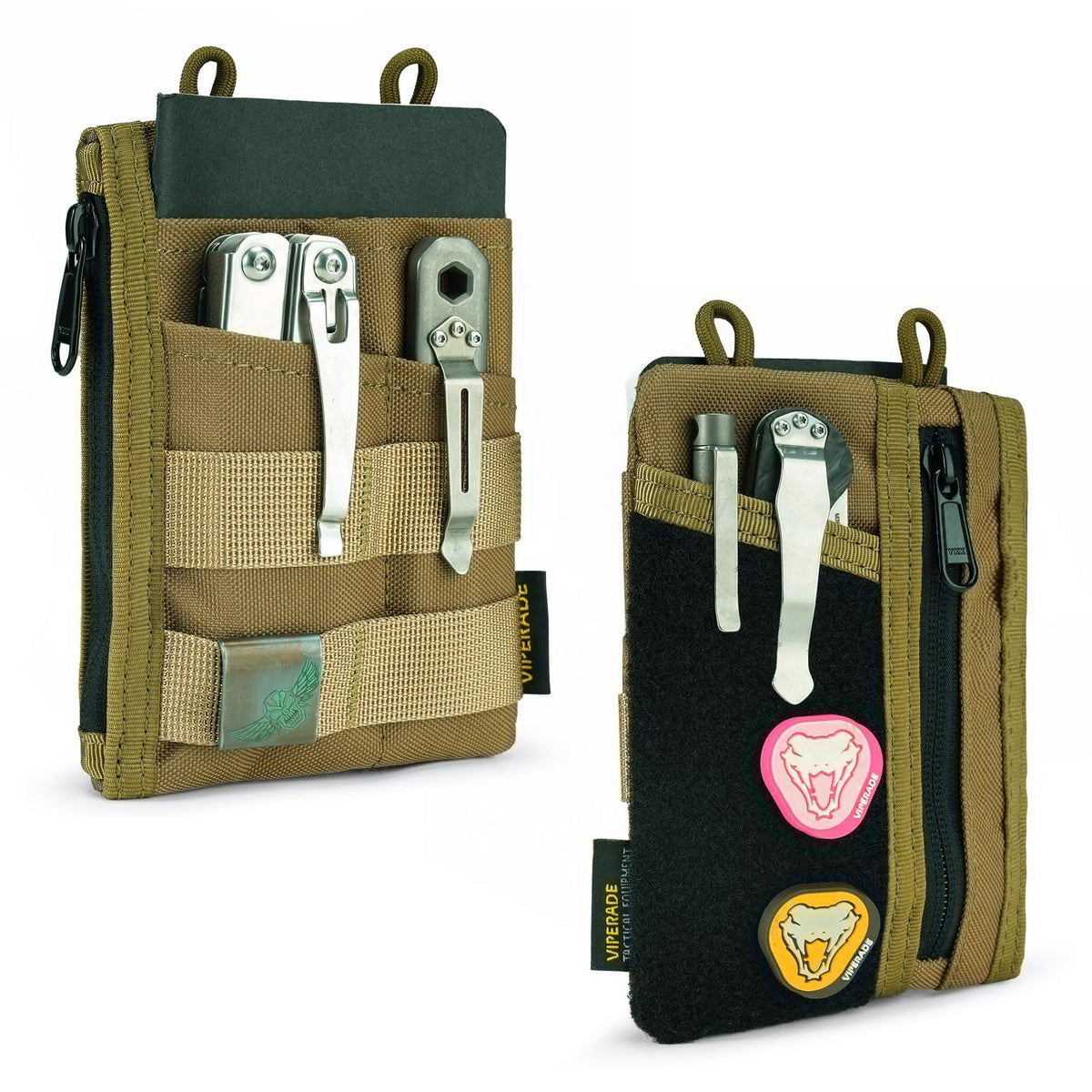 VIPERADE VE18 EDC Pouch, Pocket Organizer for Men, EDC Pocket Organizer, 3 Slots with 2 Zipper Pockets, Multitool Pouch