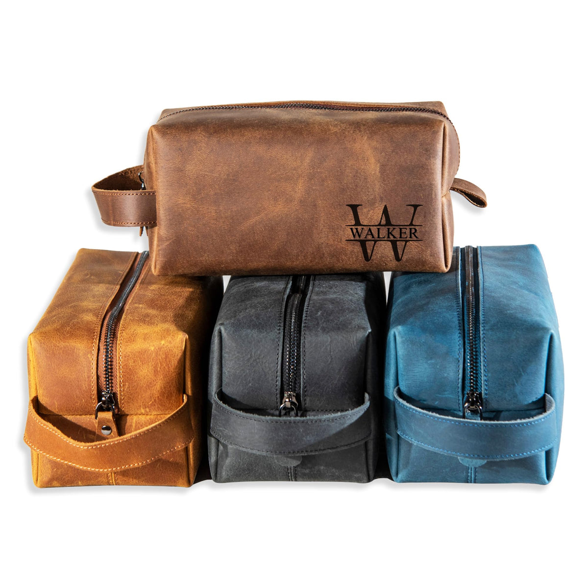 Personalized Handcrafted Leather Toiletry Bag for Men, Custom Shaving, Travel Dopp Kit, Grandpa, Dad, Husband, Father, Him, Boyfriend, Groomsmen, Birthday, Wedding, Graduation, Retirement Gifts