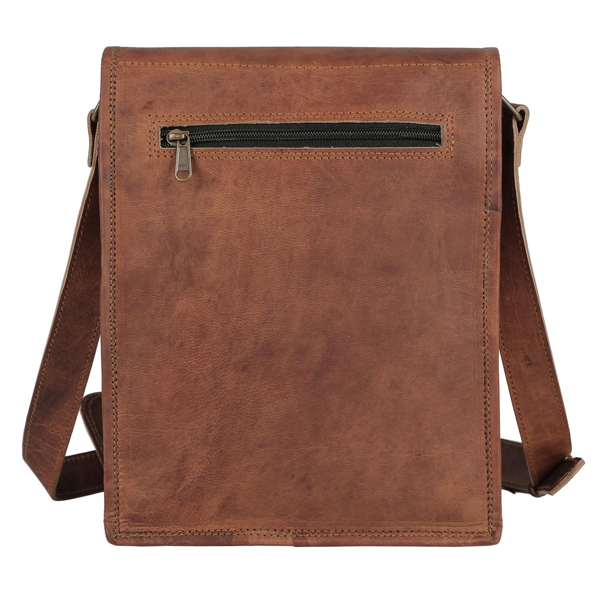 Leather crossbody bag messenger satchel tablet bag 11 inches for men and women (Brown)