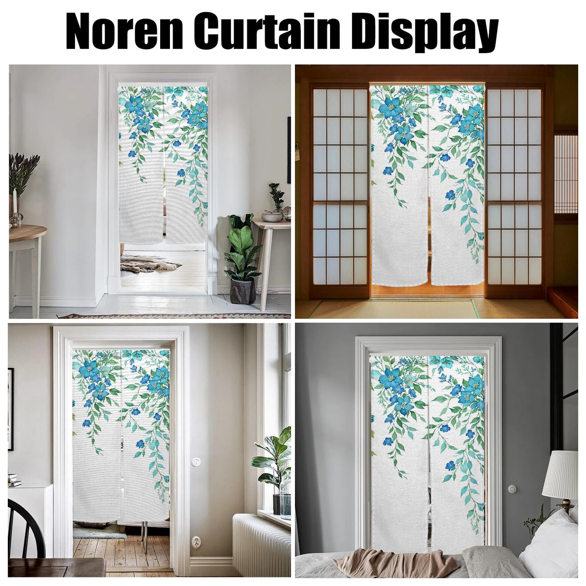 XMJJKUF Noren Japanese Style Doorway Curtain Long Japanese Window Treatment Door Curtain Tapestry Polyester Panel for Room Privacy Divider Kitchen Home Bar Decor (Green Plants),33.5"x 70.9"