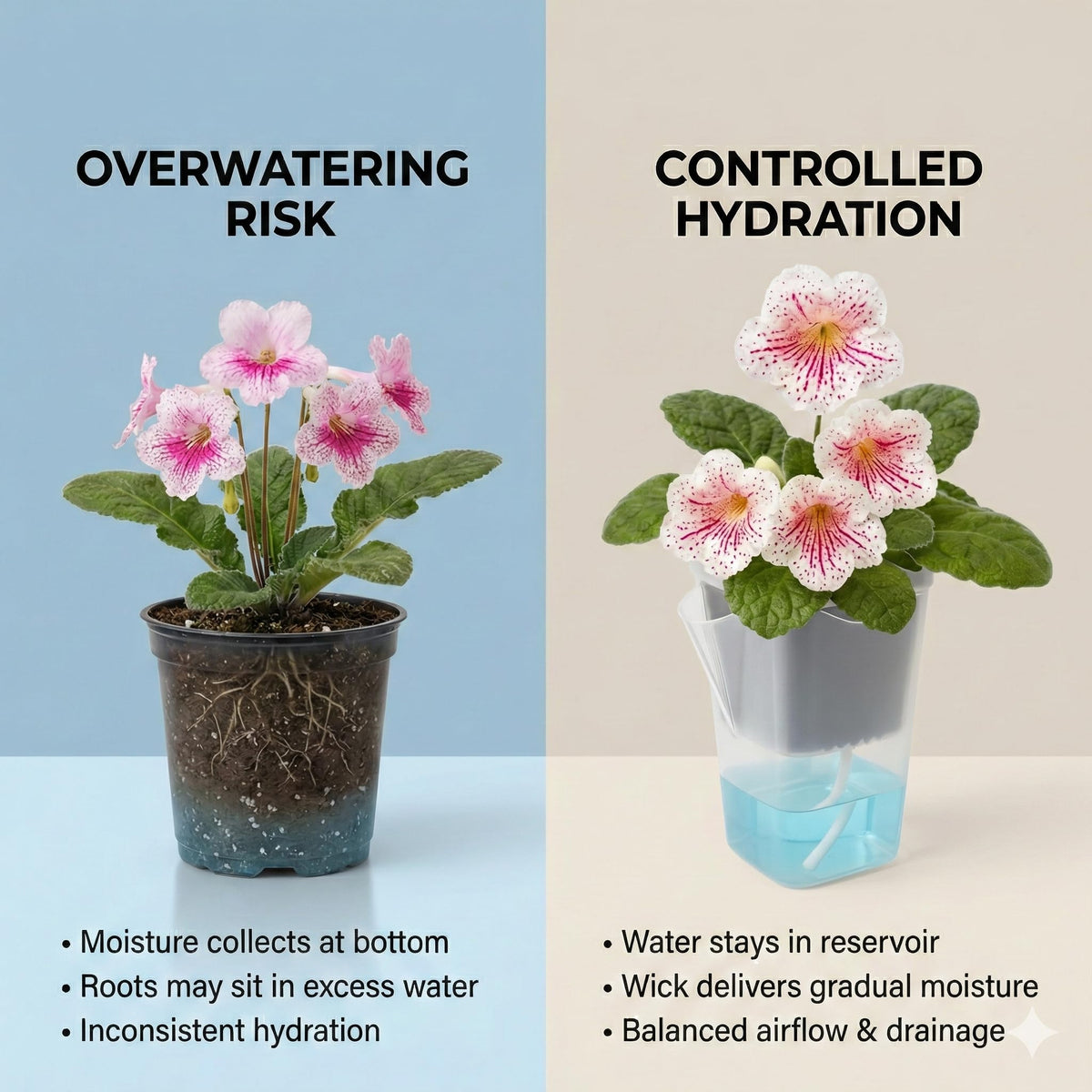 12 Pack 2" Clear Self Watering Pots with Wick System, Water Level Indicator & Drainage Hole, Consistent Moisture for Seedlings, Cuttings, Alocasia Corm & African Violet, 12 Plant Labels Included