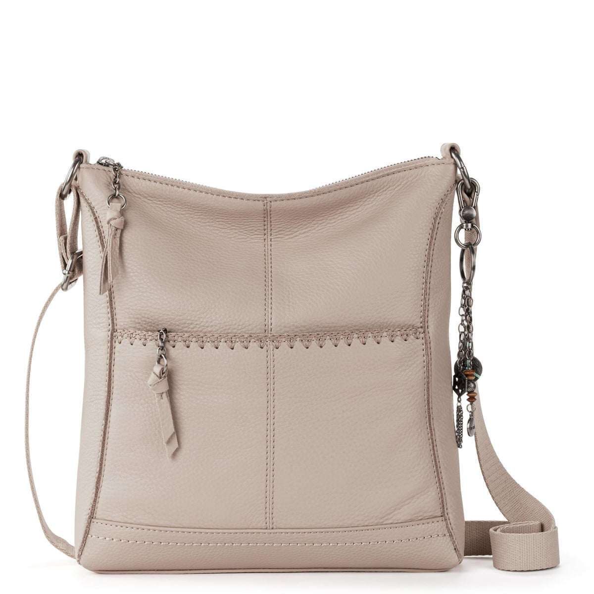 The Sak Lucia Crossbody in Leather, Adjustable Crossbody Strap, Sand Stitch