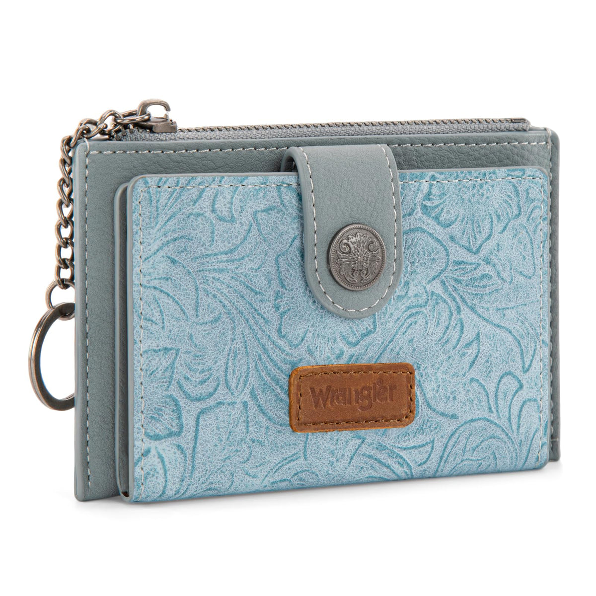 Montana West X Wrangler Small Women'S Wallet Western Keychain Card Holder for Women Slim Minimalist Wallet with Rfid Lining and Smooth Metal Zipper WG338-W099JN