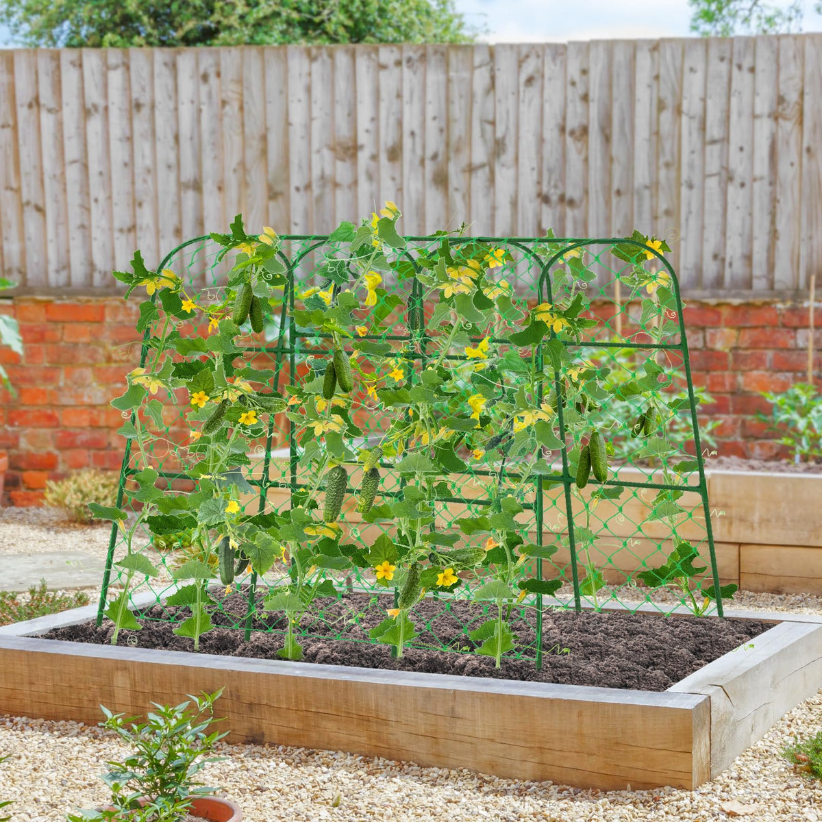 Large Cucumber Trellis for Raised Bed, U-Shape Garden Trellis for Climbing Plants Outdoor,Adjustable Metal Arch Vegetables Trellis,Plant Support Garden Stakes for Vine (Green,49.2x49.2x23.6)