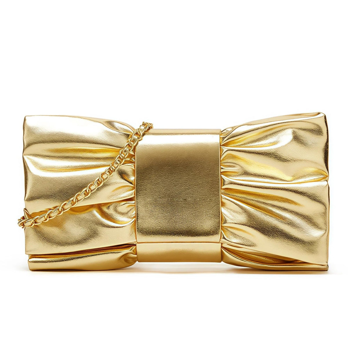 CTTOVIS Evening Clutch Bag Women Bow Purse Handbags Pu Leather Designer Crossbody Bag for Wedding Cocktail Prom Party (Gold)