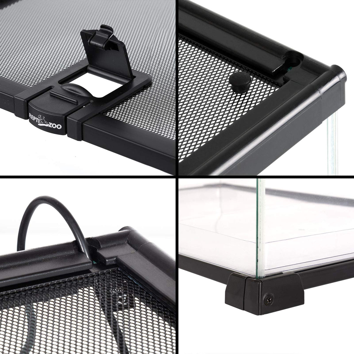 REPTI ZOO Full Glass 15 Gallon Reptile Tank, Medium Reptile Terrarium for Gecko Hermit Crab Hognose Snake etc, Top Screen Ventilation & Feeding