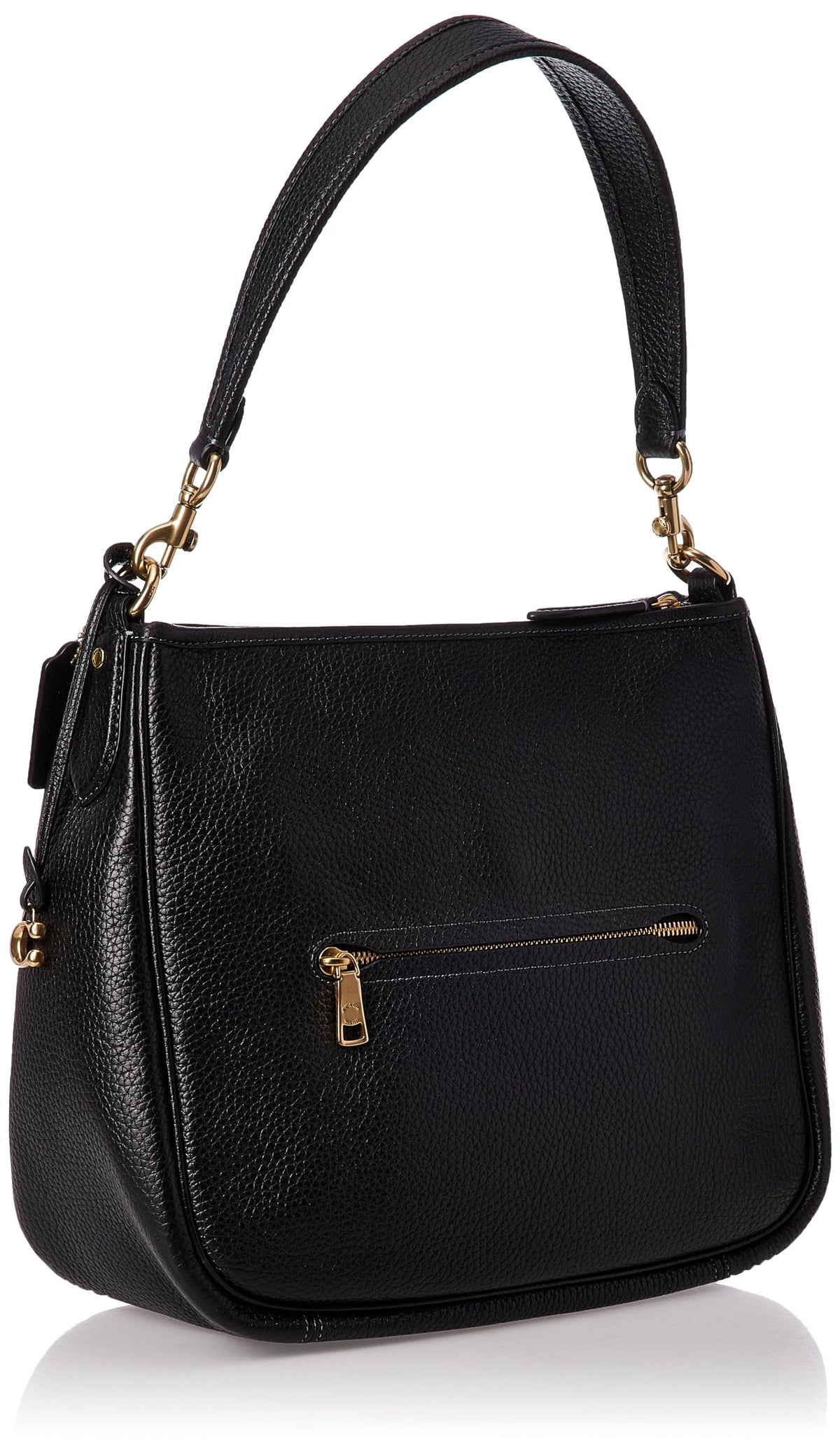 COACH Soft Pebble Leather Cary Shoulder Women’s Leather Bag - Zippered Closure - Exterior Back Pocket Black One Size One Size