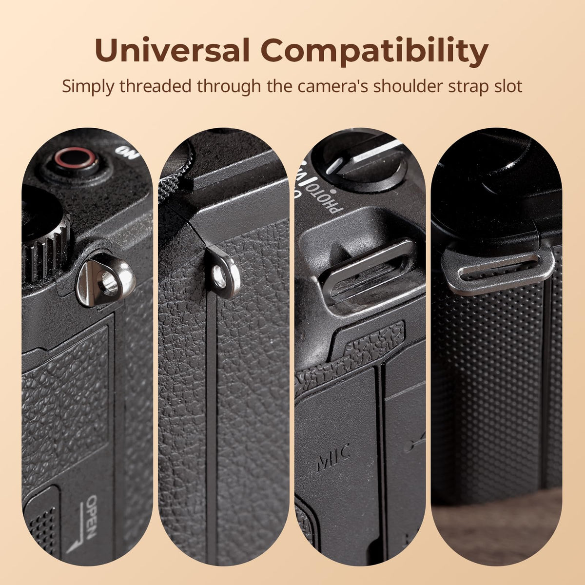 SMALLRIG Universal Leather Camera Shoulder Strap for DSLR Camera, Adjustable 100 to 110cm (39 to 43in), Max Load 10kg (22lb), Ergonomic Shoulder Support for Travel/Vlogging (Black) -5208
