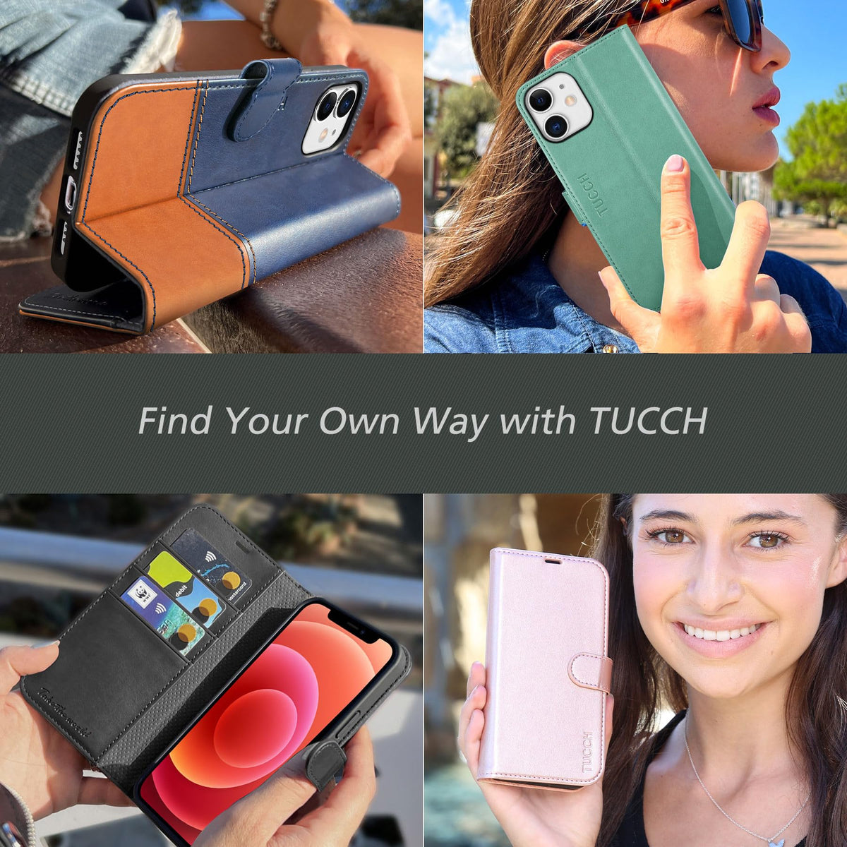 TUCCH Case for iPhone 12, Shockproof Wallet Case [RFID Blocking ] Card Holder, Synthetic Leather Cover Stand Full Protection Compatible with iPhone 12/12 Pro (6.1 Inch, 2020) – Cyan
