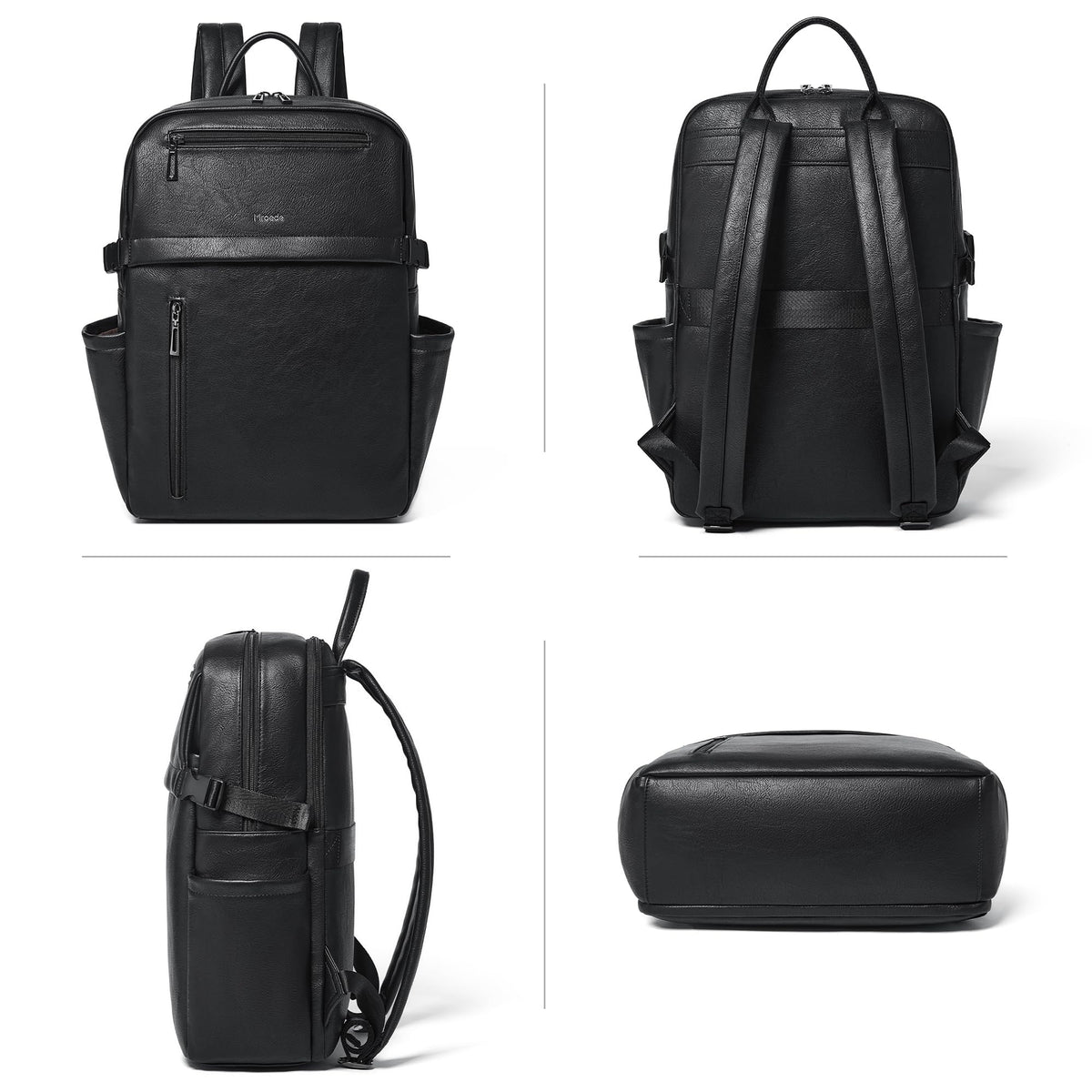 Mroede Leather Laptop Backpack for Women, 15.6 Inch Laptop Travel Backpack Purse Large Capacity Computer Bag, Casual Daypack Nurse Bag College Bookbag for School, Black